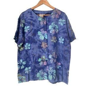 VTG Far Away Sz Small Tropical Print Button Down Short Sleeve Shirt Hawaiian